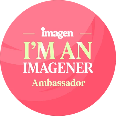 Imagen ‘I'm an Imagener’ Ambassador badge, a pink circular badge